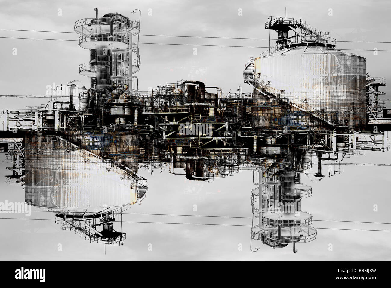 Storage tanks (Digital Composite) Stock Photo