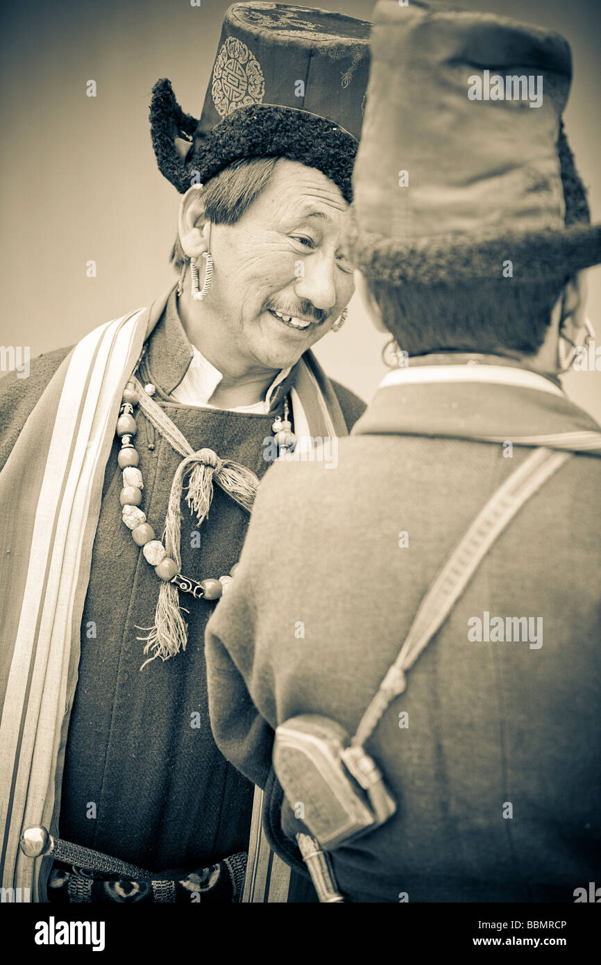 Leh, Ladakh, Kashmir, India; Men dressed in traditional clothing Stock