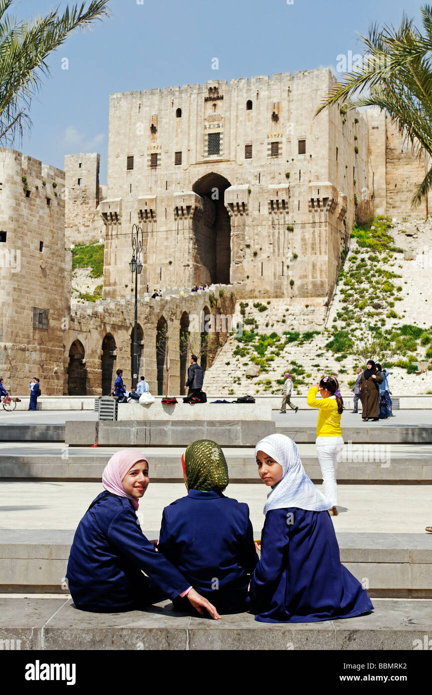 Citadel, Aleppo, Syria, Middle East, Asia Stock Photo