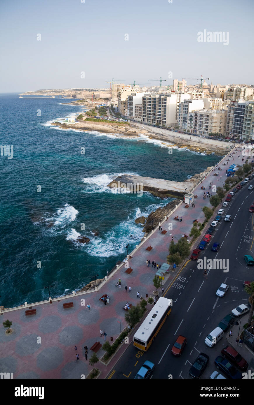 The coastline at Sliema in Malta, EU. Stock Photo