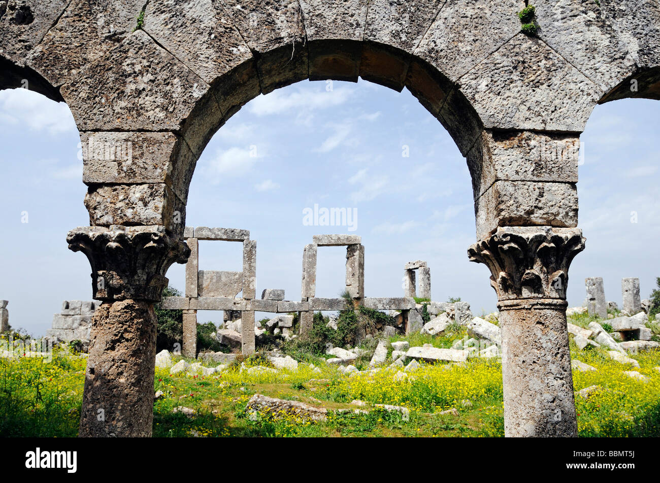 Ruins from the Byzantine era in Daire Simeon, Dead Cities near Aleppo, Syria, Middle East, Asia Stock Photo