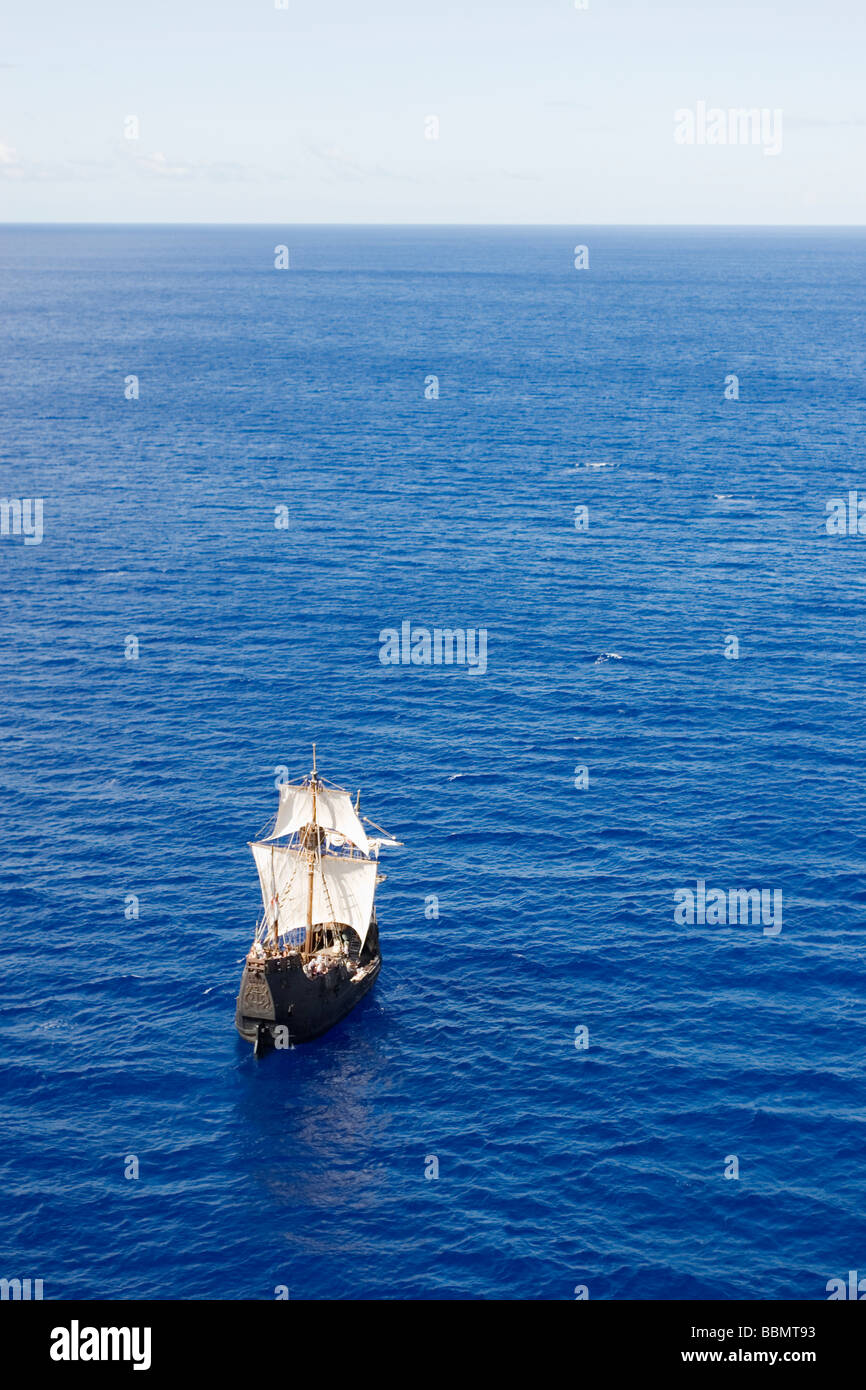 A replica of Chistopher Columbus' famous ship, Santa Maria. Madeira island, Portugal. Stock Photo