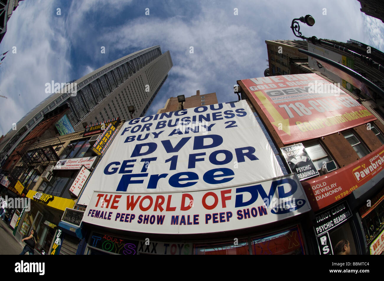 An adult DVD store going out of business at the edge of Times Square in New  York Stock Photo - Alamy