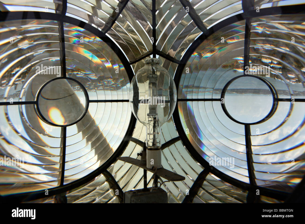 Close up Gibbs Hill Lighthouse Bulb Bermuda The oldest cast iron