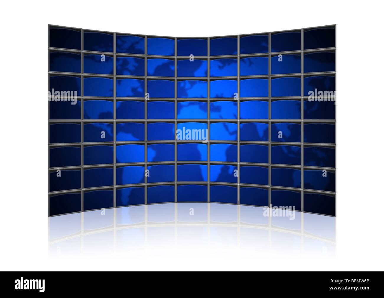 Card earth on screens of monitors Compound system of set of screens Stock Photo