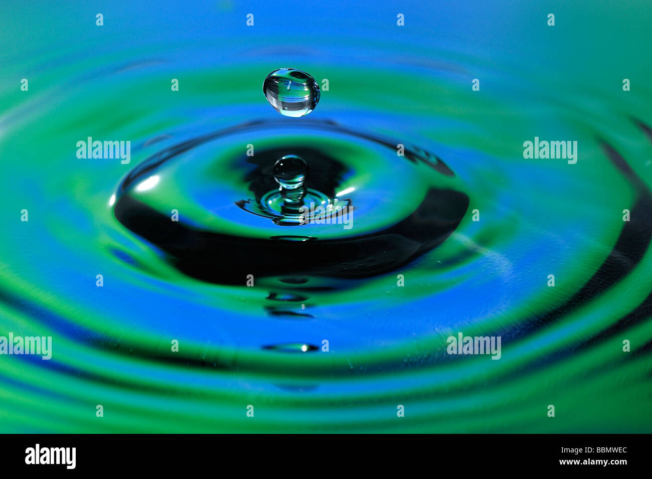 Close up of a water drop hitting a water surface Stock Photo Alamy