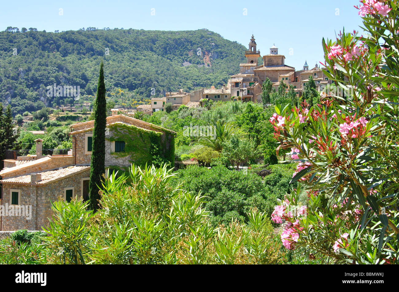 Hilltop village of Valldemossa, Valldemossa Municipality, Mallorca, Balearic Islands, Spain Stock Photo