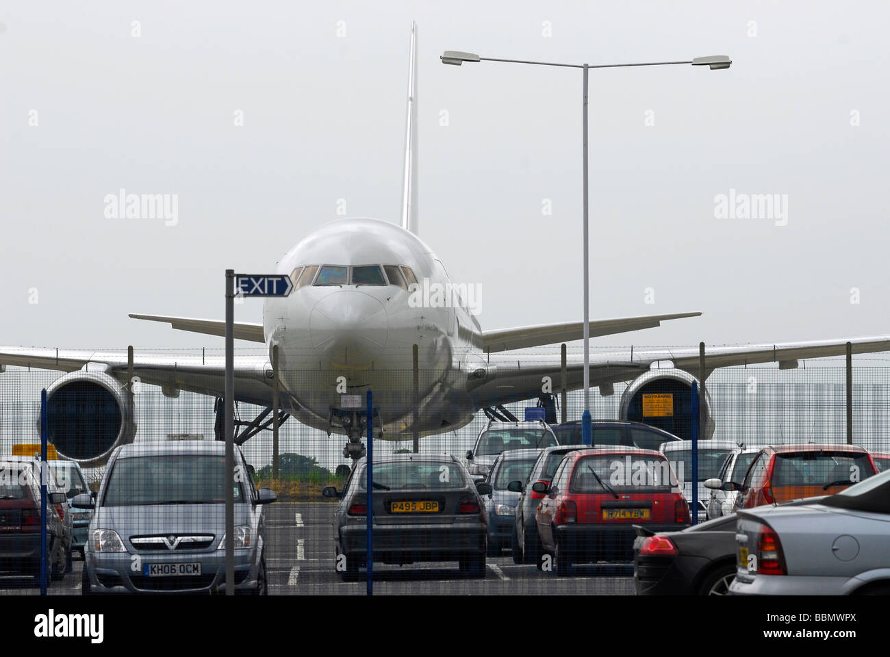 Boeing 767 200 from the failed airline Silverjet sits on the apron at London Luton airport Stock Photo