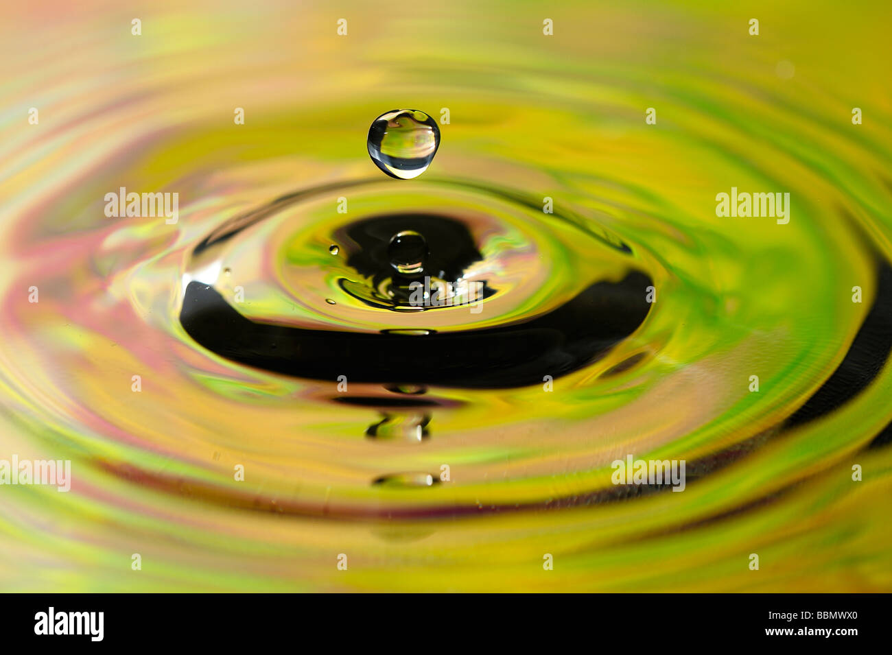 Close up of a water drop hitting a water surface Stock Photo Alamy