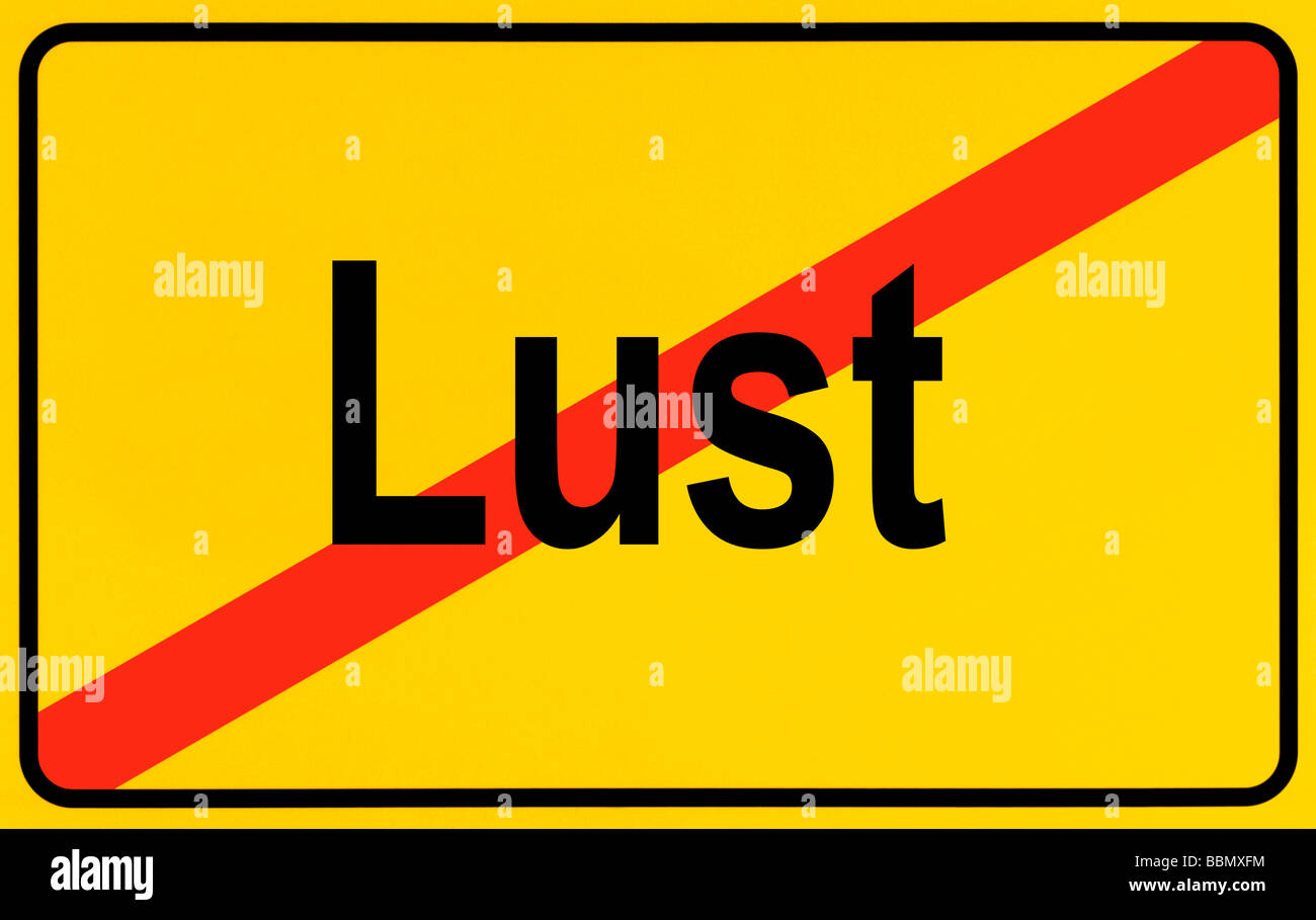 Sign city limits, symbolic image for the end of desire Stock Photo