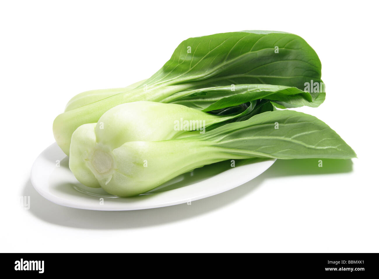 Bok Choy on Plate Stock Photo