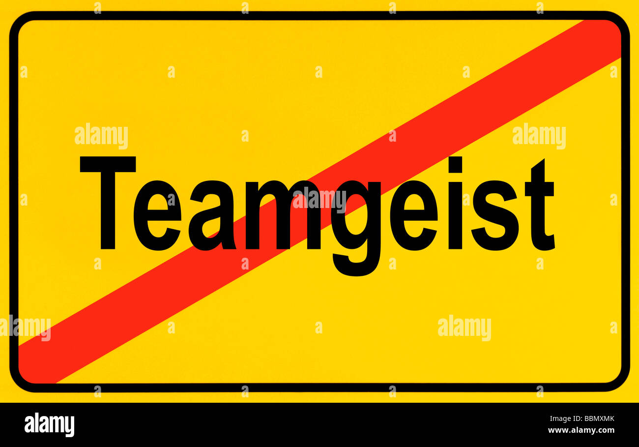 Sign city limits, symbolic image for the end of team spirit Stock Photo
