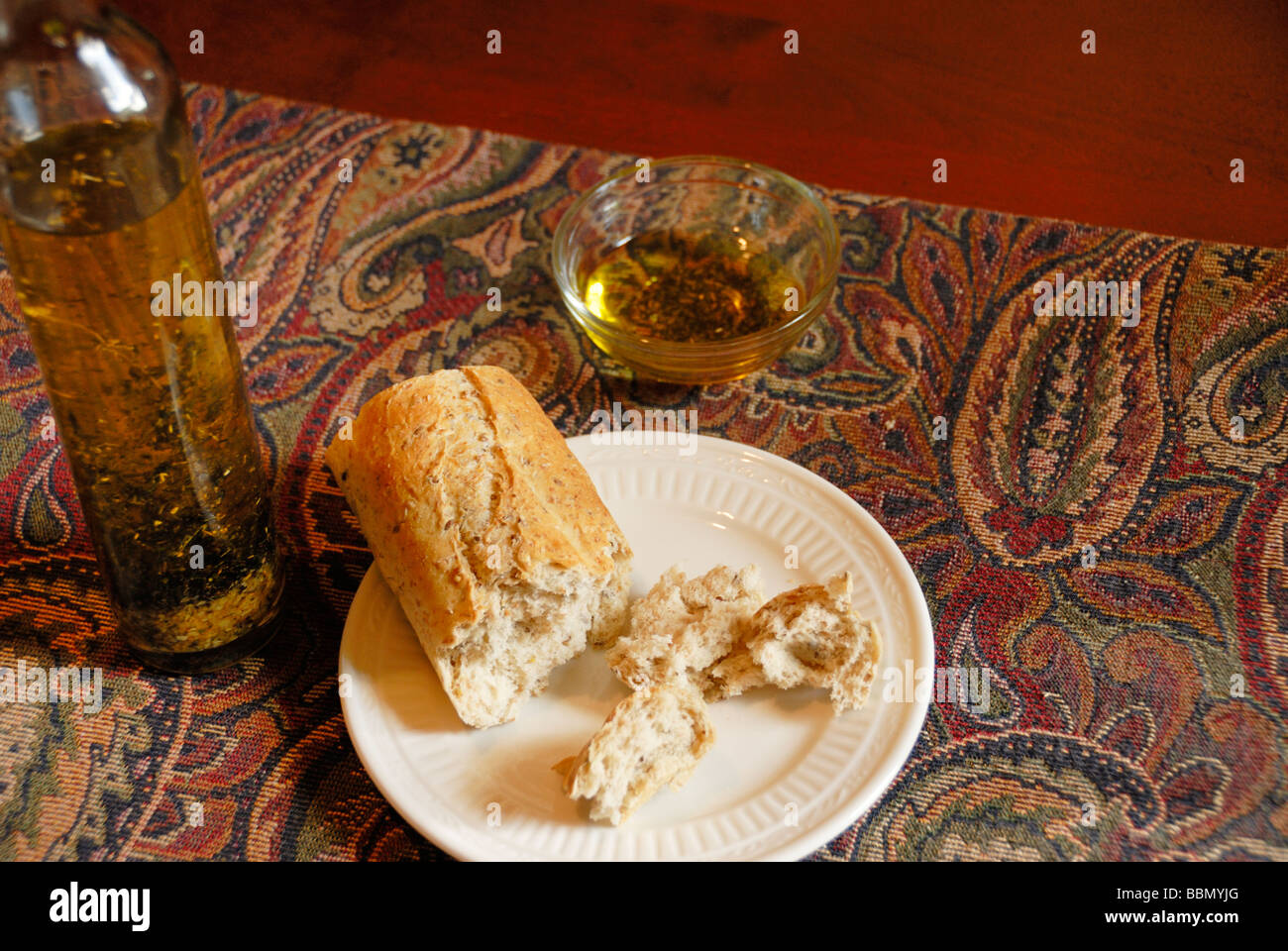 bread and oil Stock Photo