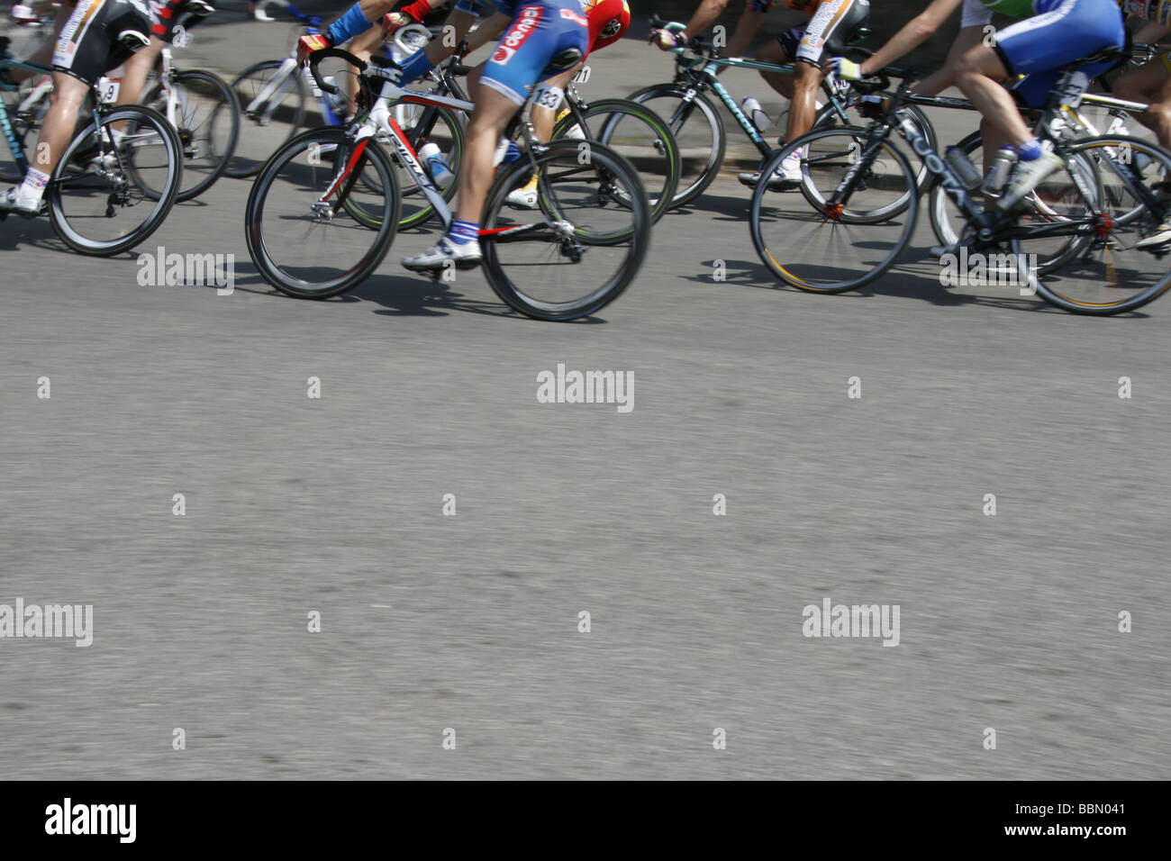 professional bike riders in road street race in city town Stock Photo ...