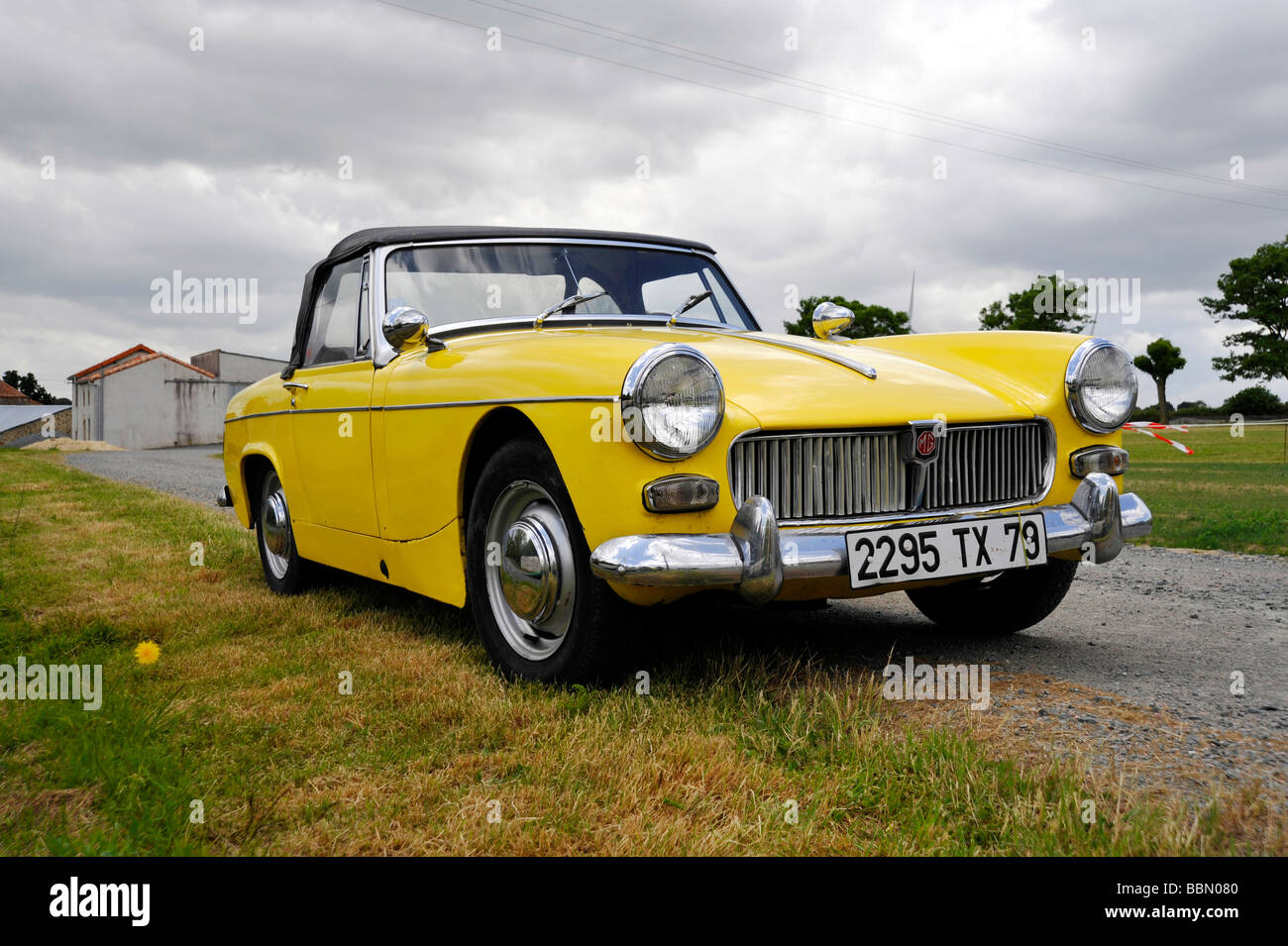 Old Classic MG Sports Convertible Automobile Car Stock Photo