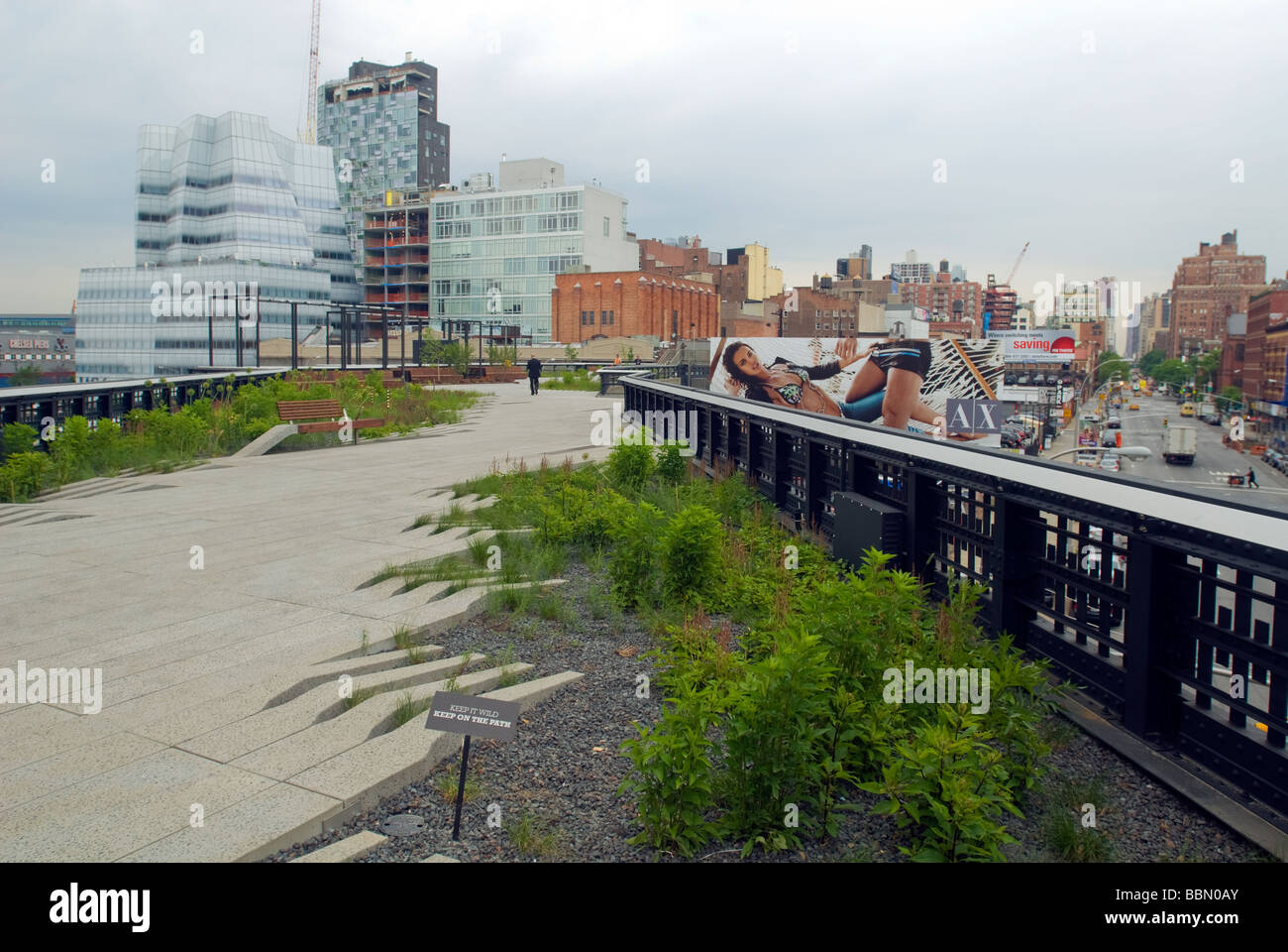 The new High Line Park in the New York neighborhood of Chelsea is seen on Monday June 8 2009 Stock Photo