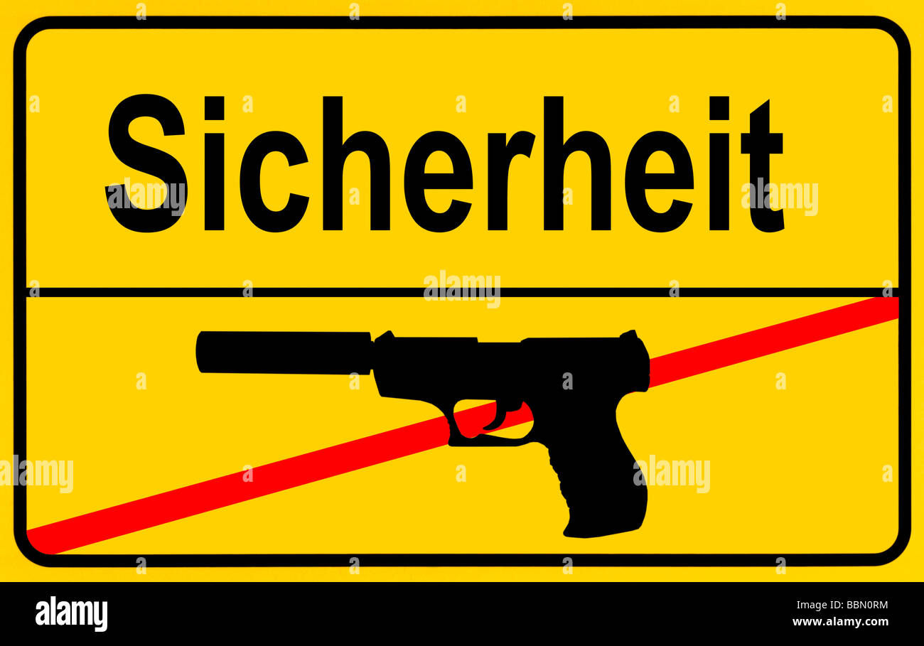 Sign city limits, symbolic image for security without weapons Stock Photo