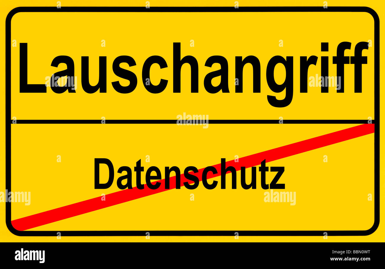 Sign city limits, symbolic image for the danger of a surveillance state through a dilution of data protection Stock Photo