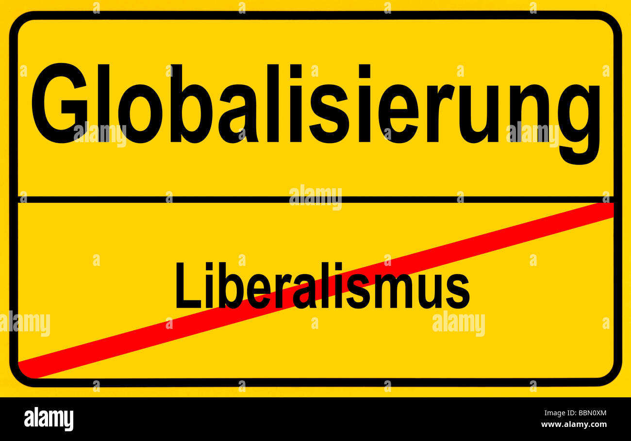 German sign city limits, symbolic image for the development from liberalism to globalism Stock Photo