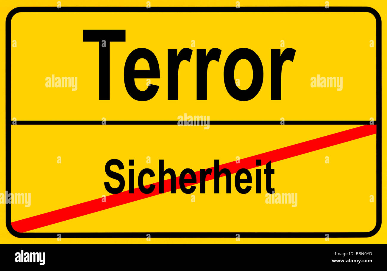 Sign city limits, symbolic image for turning away from security to terror Stock Photo