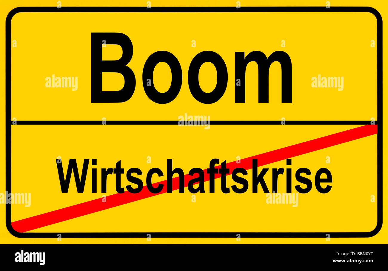 Sign city limits, symbolic image for the end of the economic crisis Stock Photo
