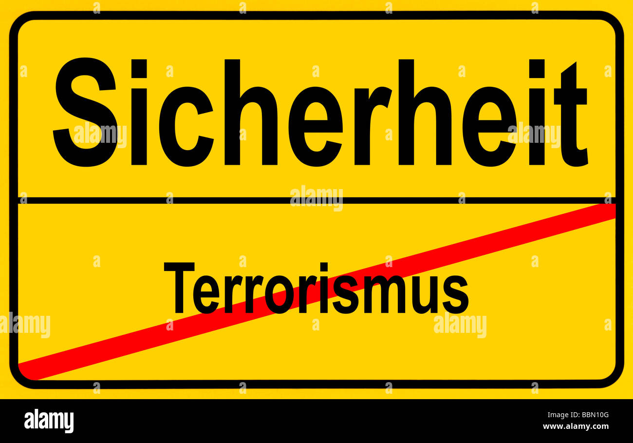 Sign city limits, symbolic image for turning away from terrorism towards safety Stock Photo