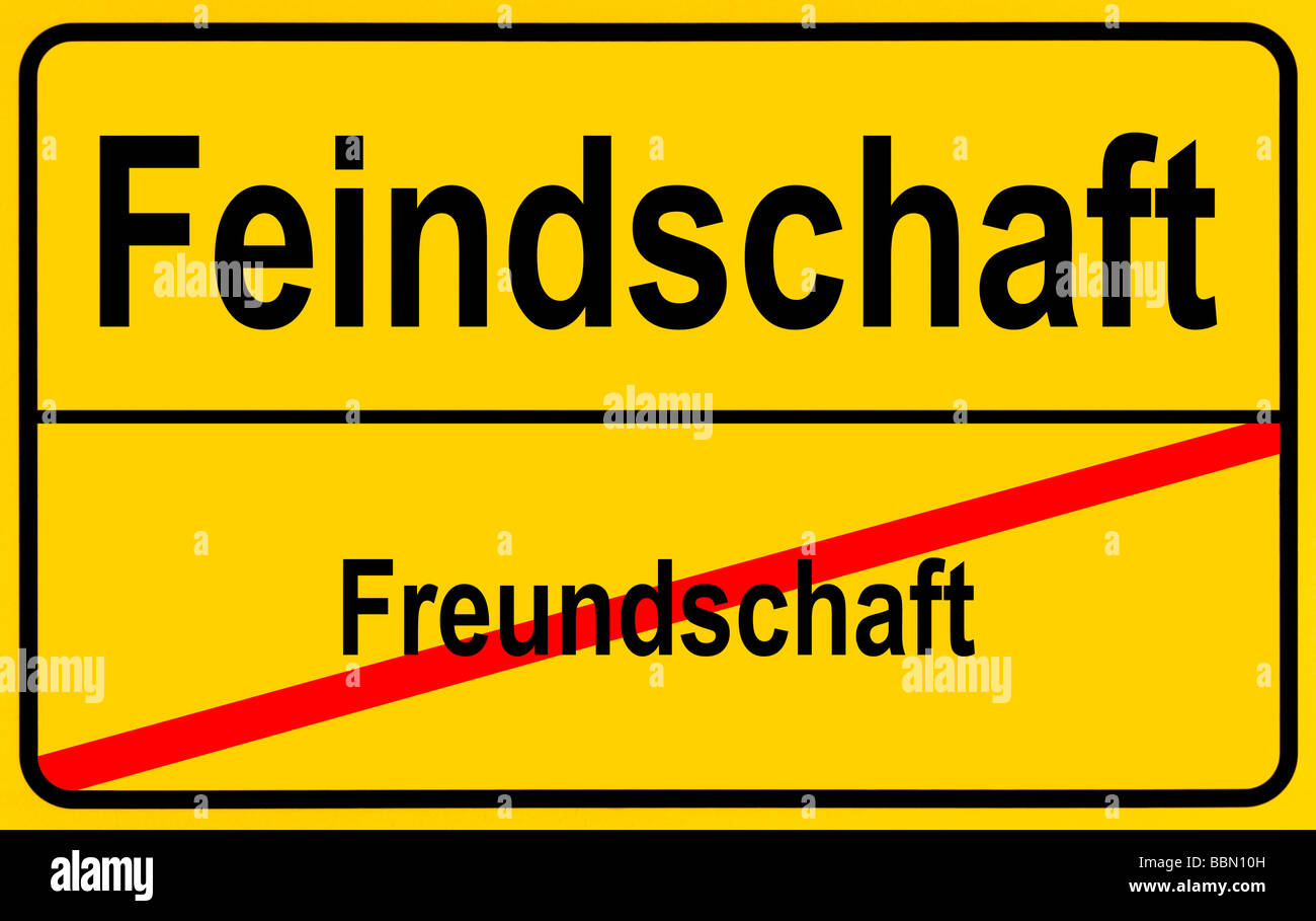 Sign city limits, symbolic image for going from friendship to enmity Stock Photo