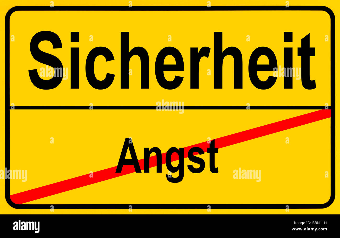 Sign city limits, symbolic image for turning away from fear towards safety Stock Photo