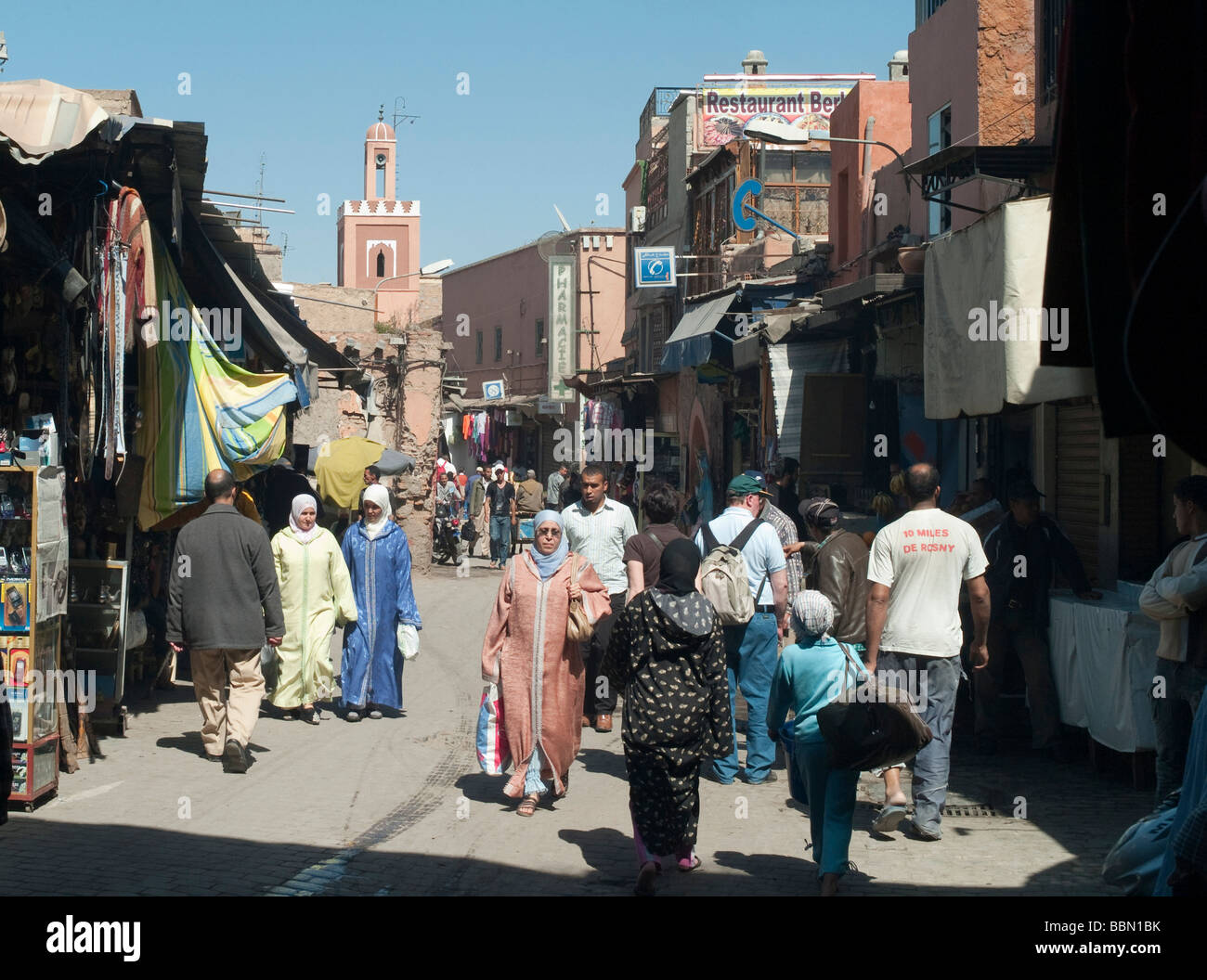 Street scene in the old city, the Medina, Marrakech, Morocco, Africa Stock Photo