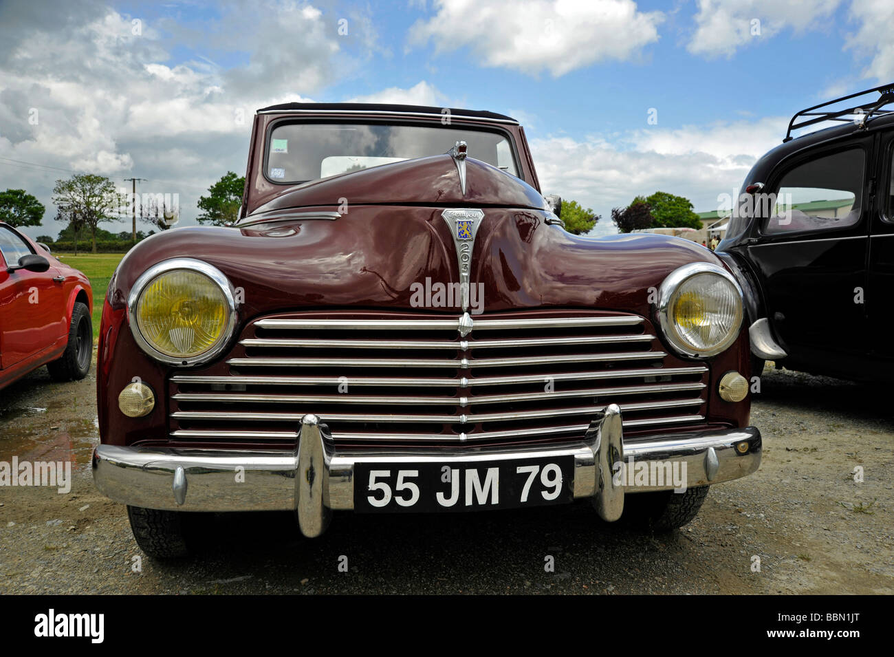 Old Classic French Peugeot 203 Convertible Two Door Automobile Car Stock Photo