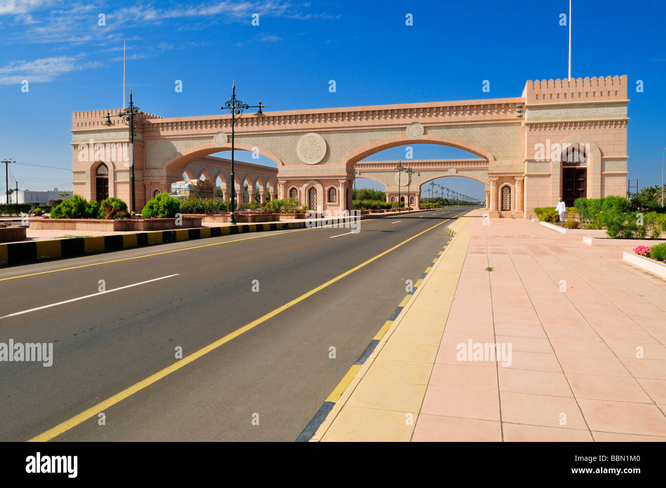 Beautification building along the freeway between Muscat and Sohar, Batinah Region, Sultanate of Oman, Arabia, Middle East Stock Photo