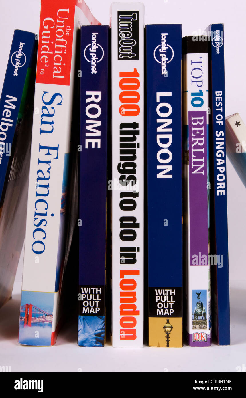 Selection of travel guide books Stock Photo Alamy