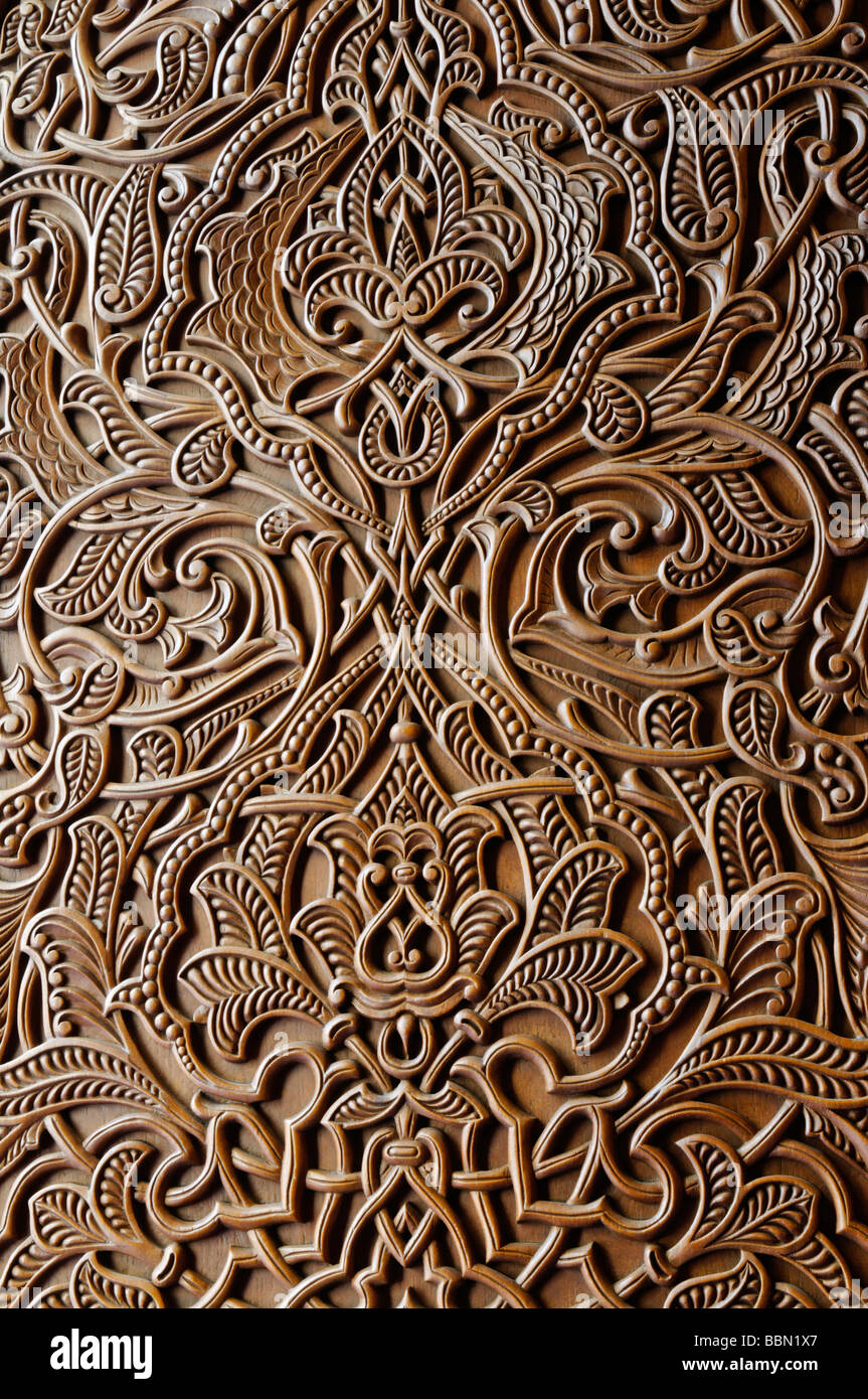 Carved wooden door at the Sultan Qaboos Grand Mosque, Muscat, Sultanate ...