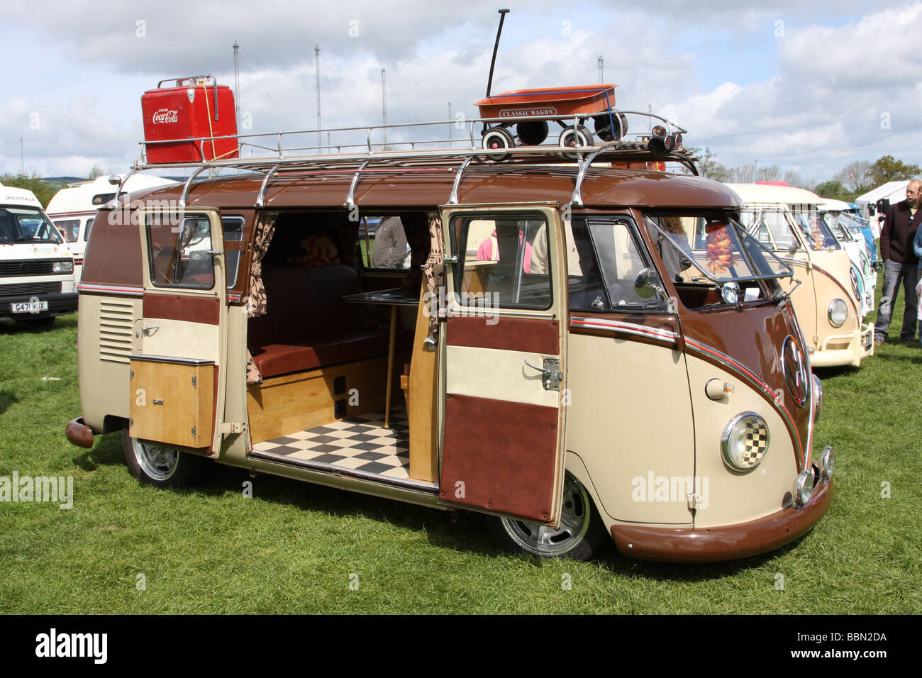 Brown VW camper van Stock Photo