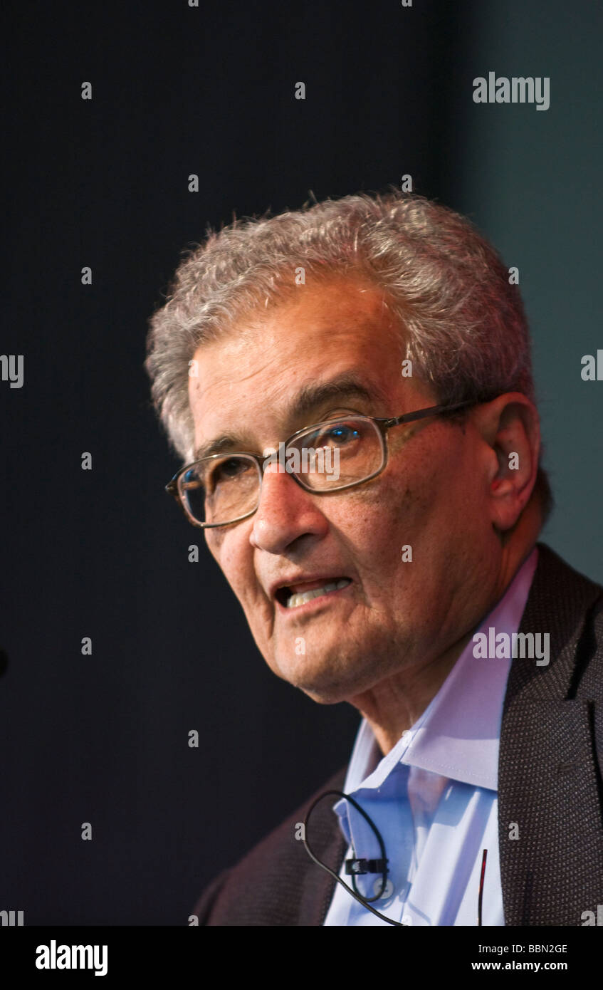 Amartya Sen Indian born Nobel Prize winning economist pictured at Hay ...