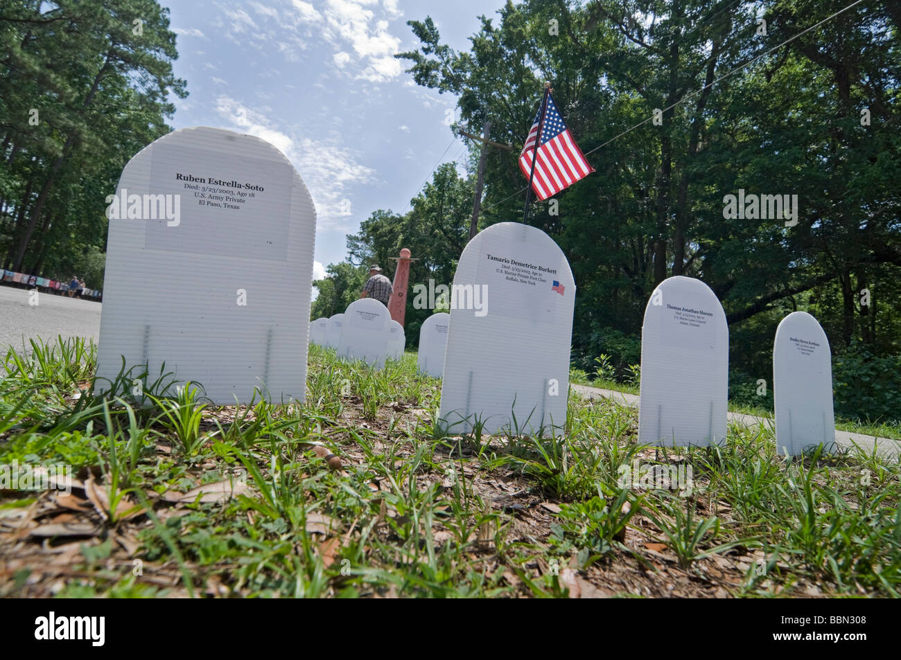 U.S. Memorial Day observance showing headstones representing fallen U.S ...