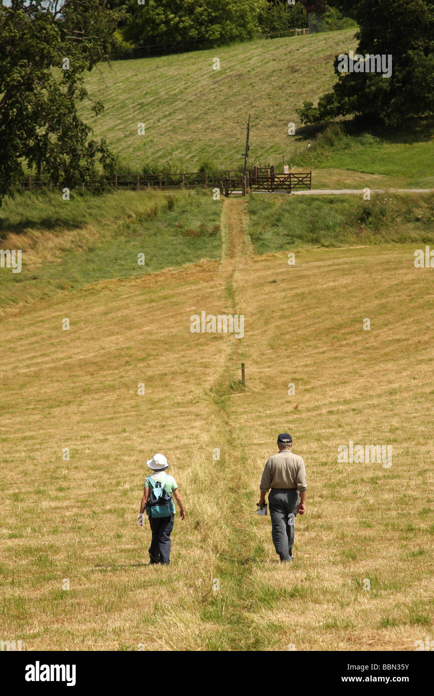 Ramblers walking near Crazies Hill, Berkshire, England Stock Photo
