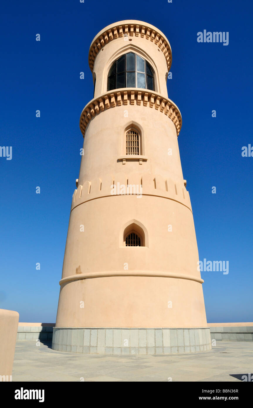 Modern lighthouse at Sur, Al Sharqiya Region, Sultanate of Oman, Arabia, Middle East Stock Photo