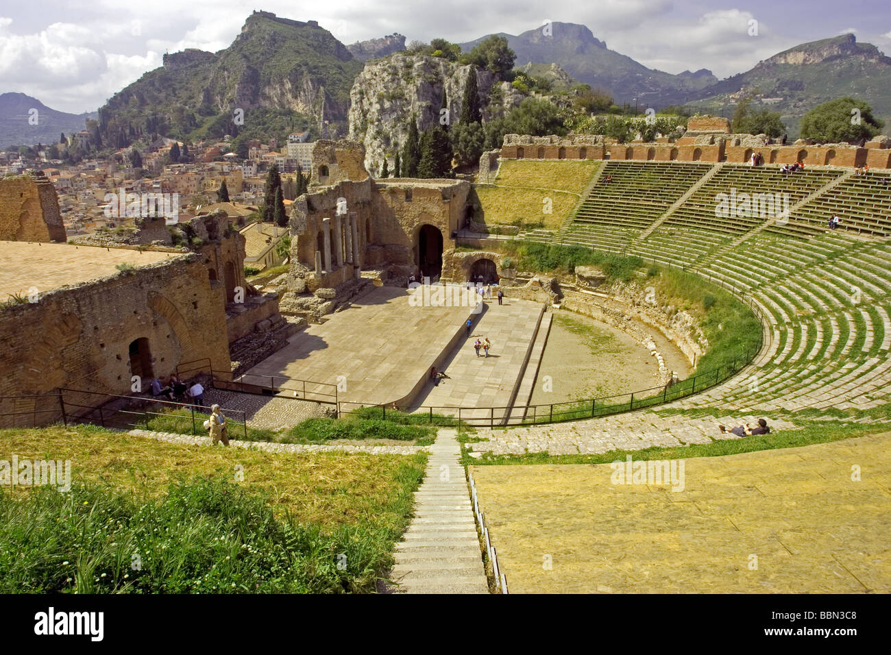 Greek Theatre Teatro Greco 3rd century BC amphitheatre Taormina Sicily Italy Stock Photo