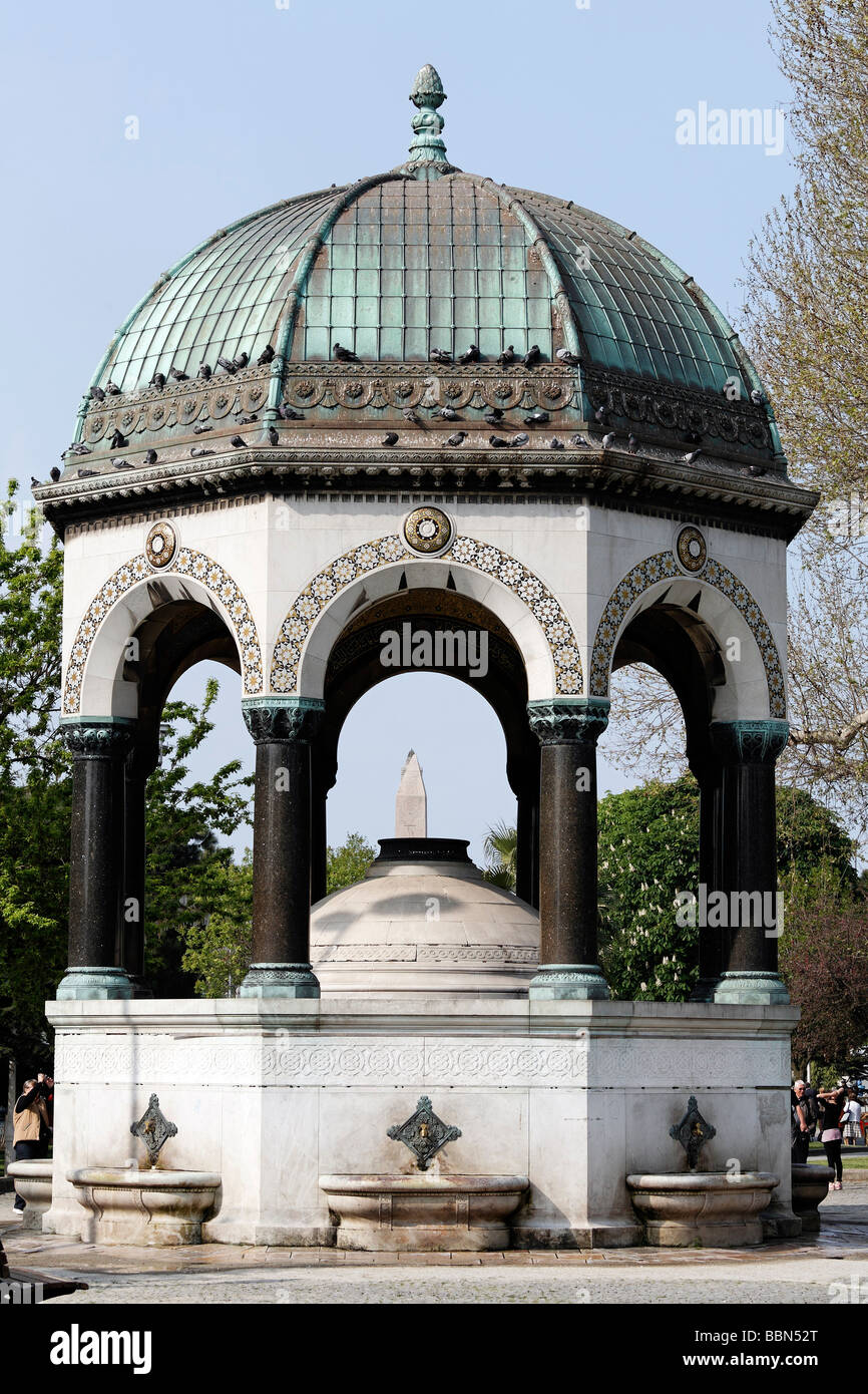 Historical dome fountain to commemorate the visit of Kaiser Wilhelm II, Hippodrome, Sultanahmet, Istanbul, Turkey Stock Photo