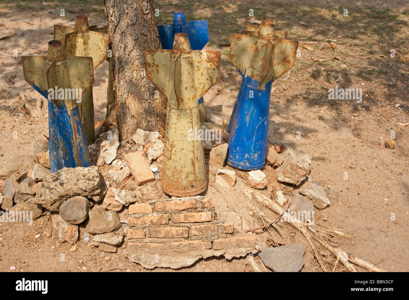 Vietnam war debris in Laos Stock Photo