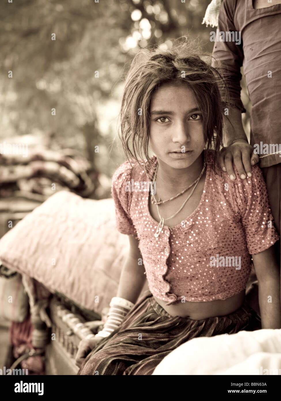 Portrait of young gypsy girl Stock Photo