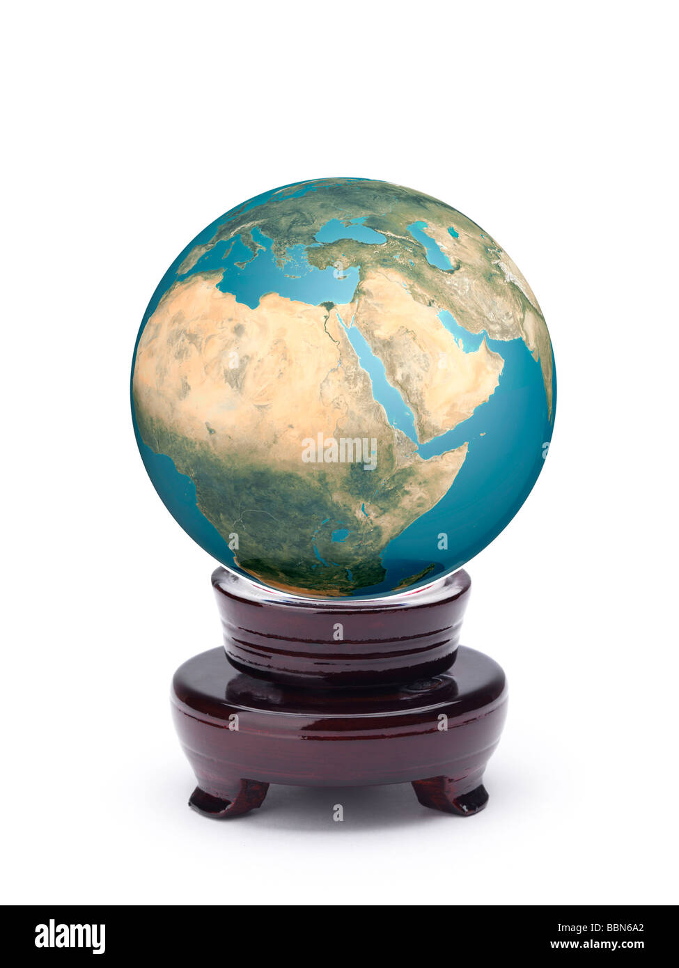 Crystal ball with Earth Globe Stock Photo
