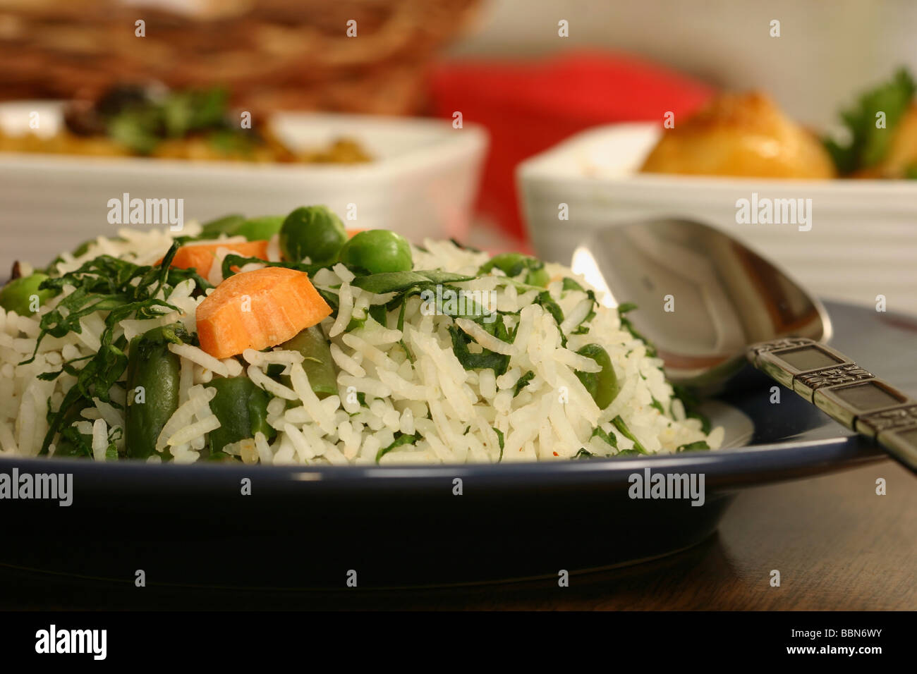 Hariyali Chawal is a rice dish from Indian Cuisine which is made from