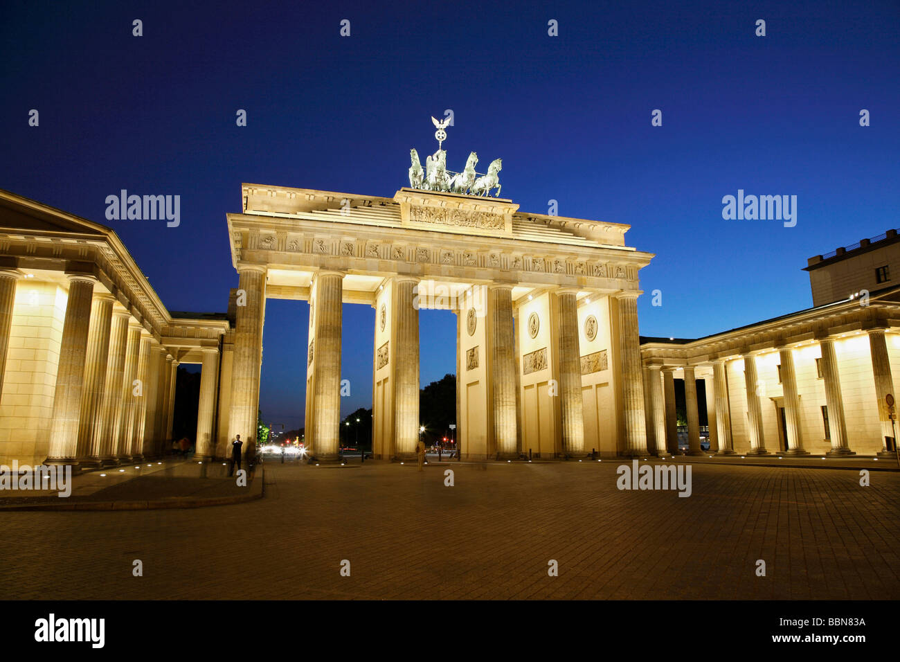 Pariser Platz square, the Brandenburg Gate in the evening in Berlin, Germany, Europe Stock Photo