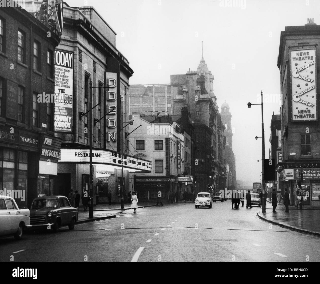 geography / travel, Great Britain, Manchester, streets, Oxford Street, Odeon and News Theatre, 1960s, Stock Photo