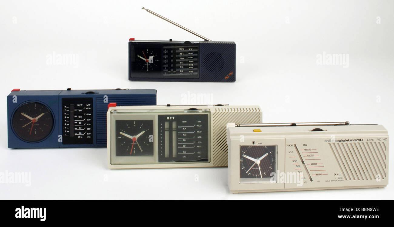 broadcast, radio, radio sets, radio alarm clock RCseries, made by VEB