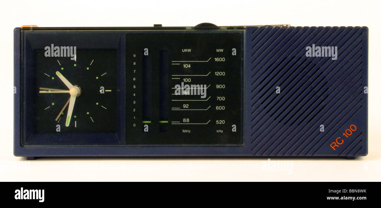 broadcast, radio, radio sets, radio alarm clock RC100, made by VEB