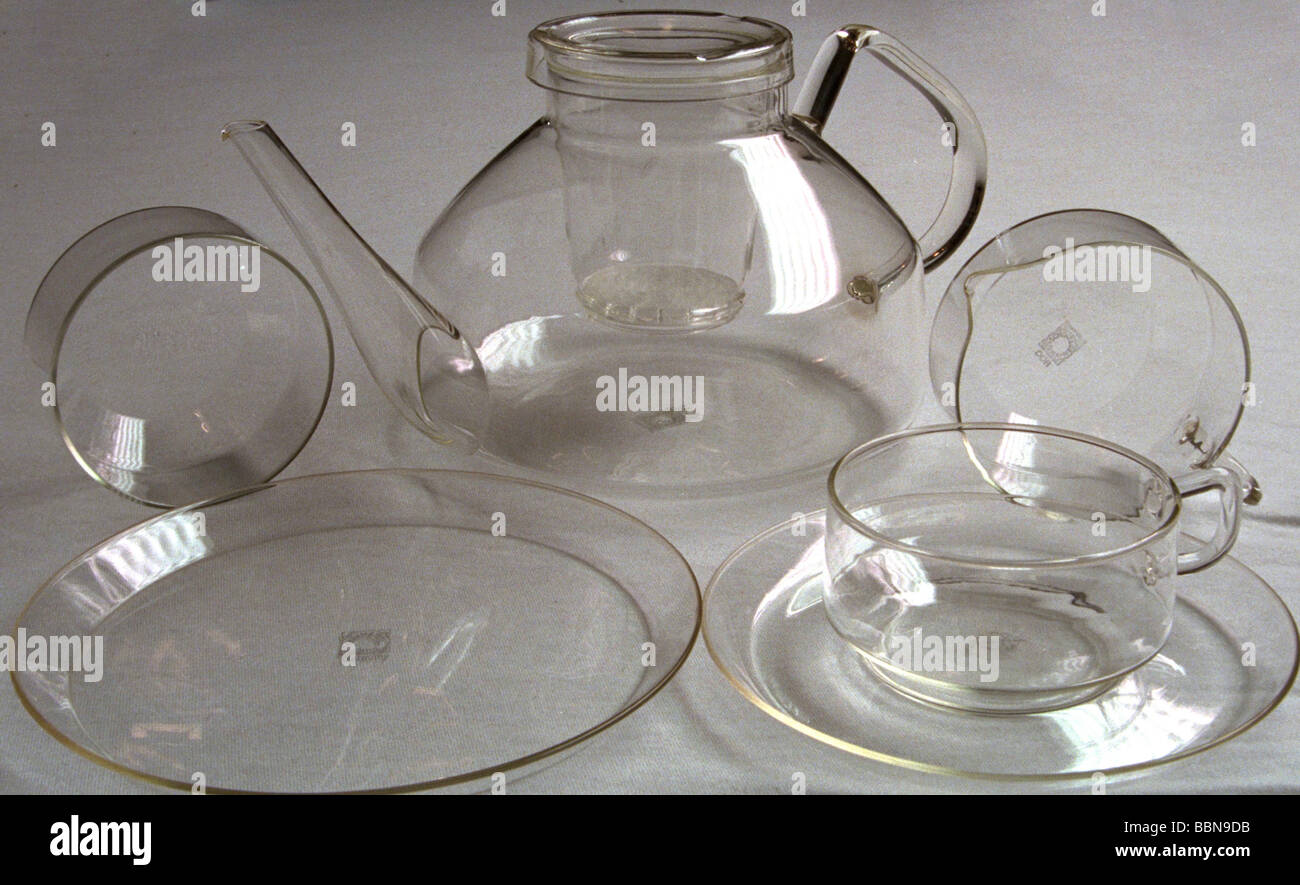 household, dishes, tea set 5000, made by VEB Jenaer Glaswerk Schott & Gen.,  GDR, 1963, historic, historical, 20th century, East-Germany, East Germany,  DDR, industrial product, vessel, glass, 1960s, 60s, design by Ilse