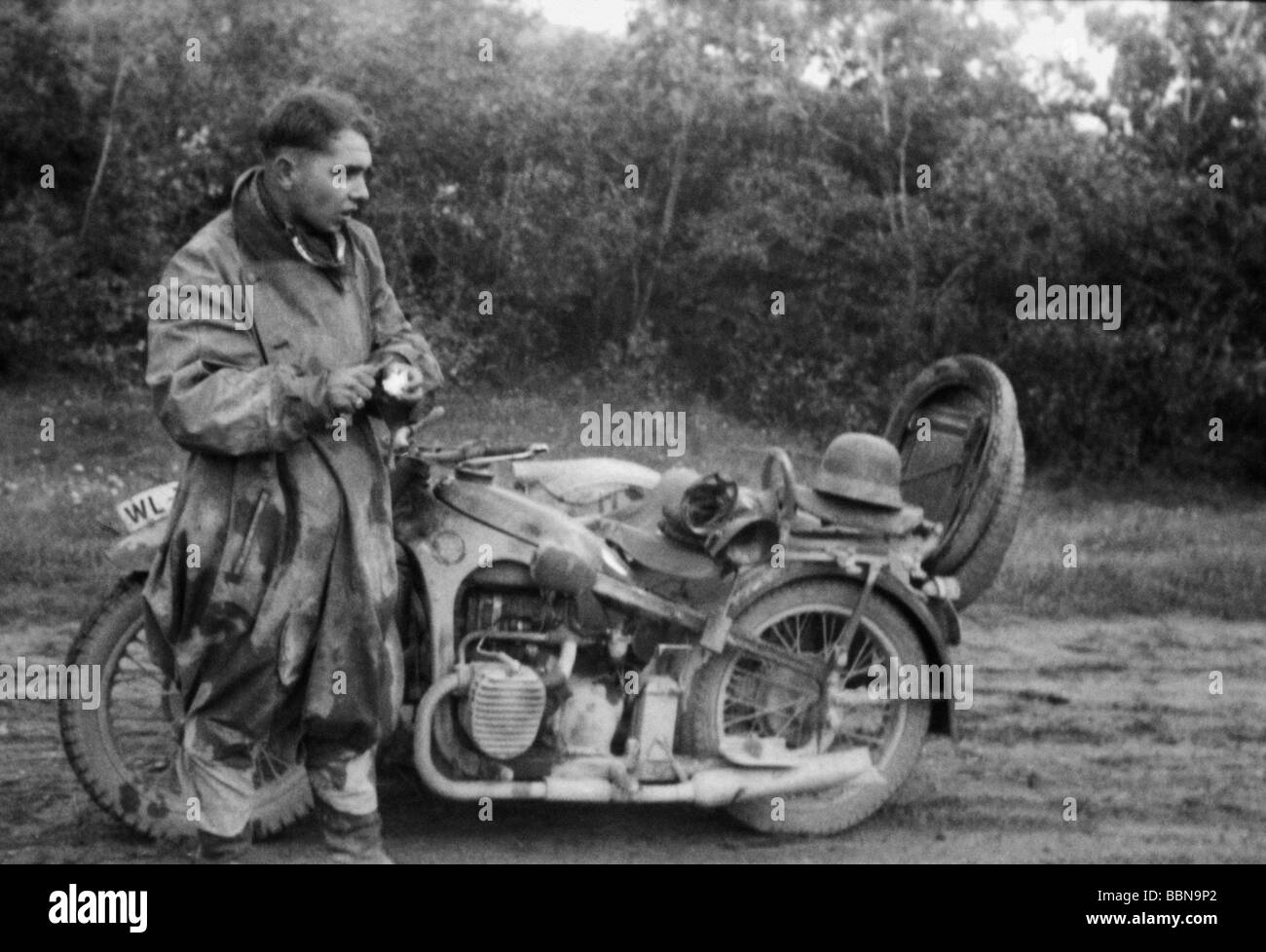 events, Second World War / WWII, Russia 1941, Luftwaffe dispatch rider near Pskov, September 1941, Stock Photo